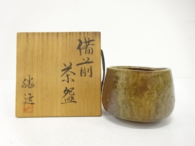 JAPANESE POTTERY / BIZEN WARE TEA CHAWAN / ARTISAN WORK